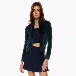 Aritzia Sunday Best Kiera Velour Zip Up Jacket - Total Eclipse M